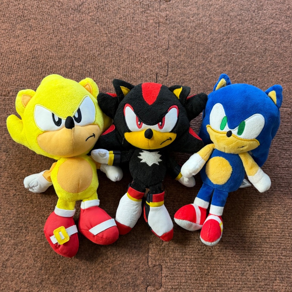Sonic the Hedgehog Plush Set Super Sonic Shadow Sonic 8 Inch Stuffed Toys 3pc